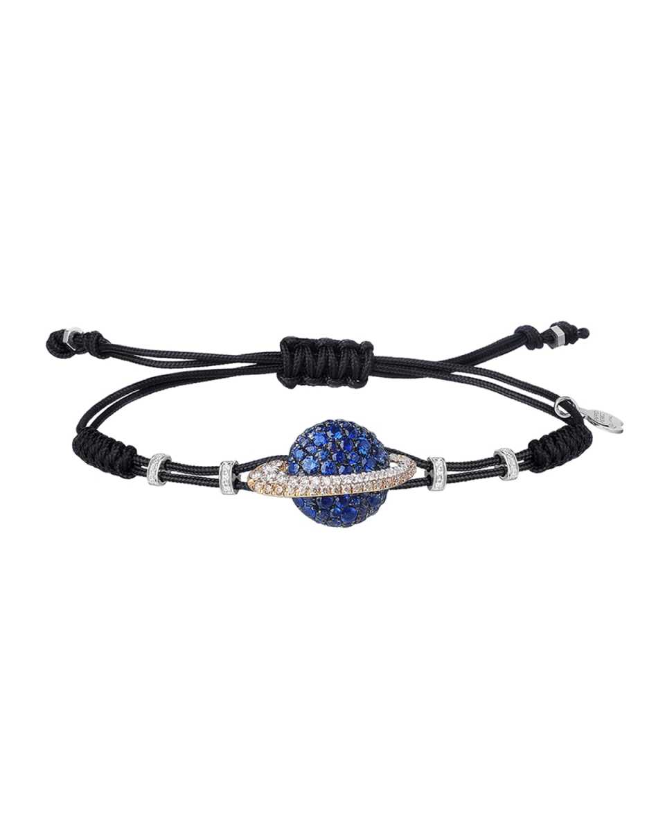 18k Diamond & Sapphire Saturn Pull-Cord Bracelet